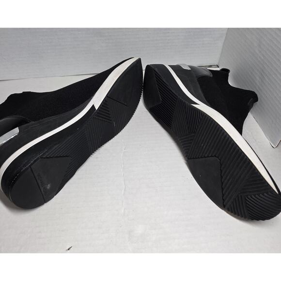 Michael Kors Skyler Bootie Black Soft Knit Patent High Top Wedge Sneakers 8.5 - Picture 6 of 7